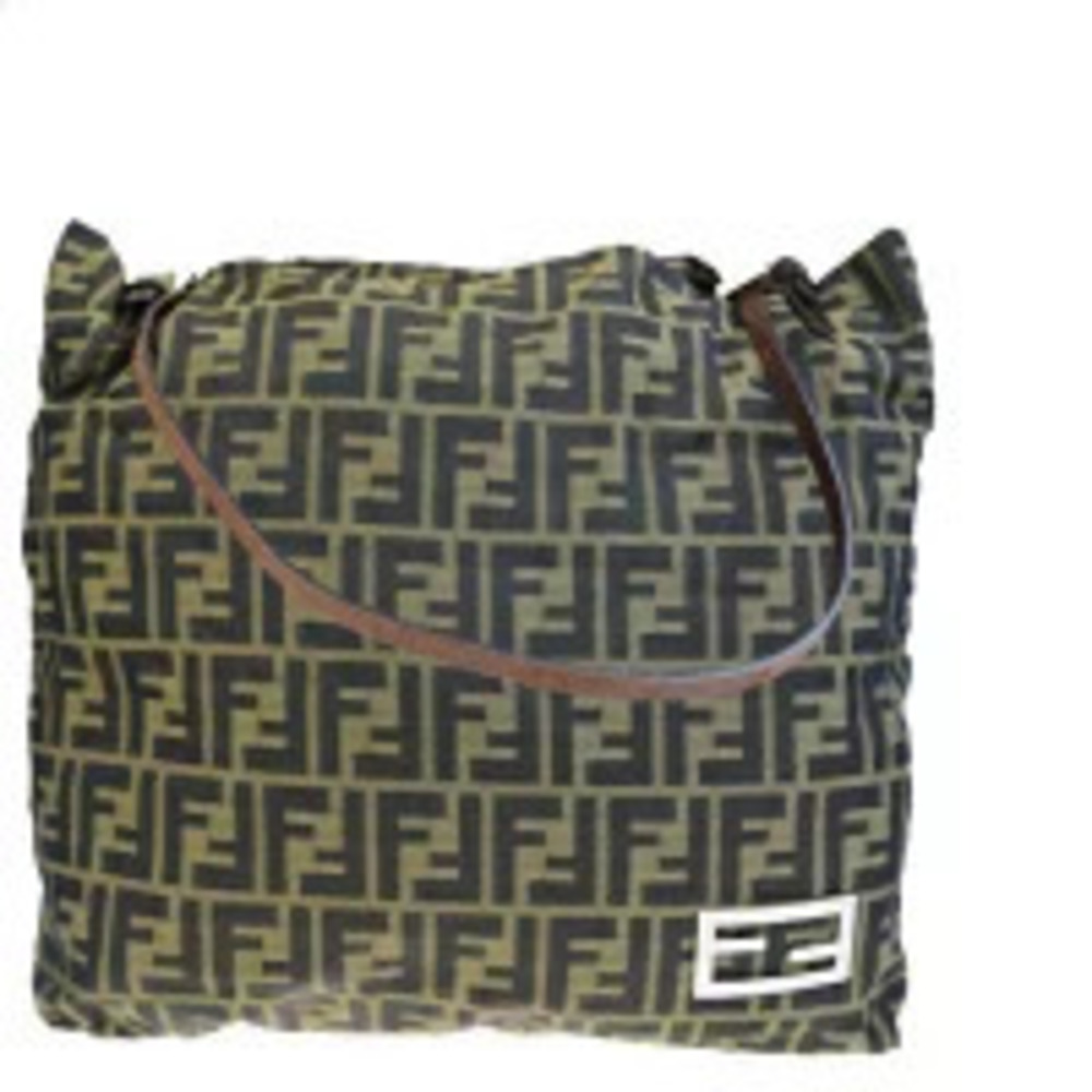 Fendi Zucca Shoulder Bag Tote Brown Leather